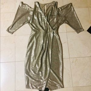 Rachel Roy S gold metallic cold shoulder dress